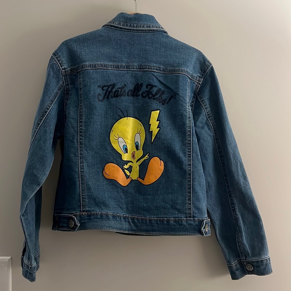 Looney Tunes Tweety Bird Denim Jean Jacket Size 7/8